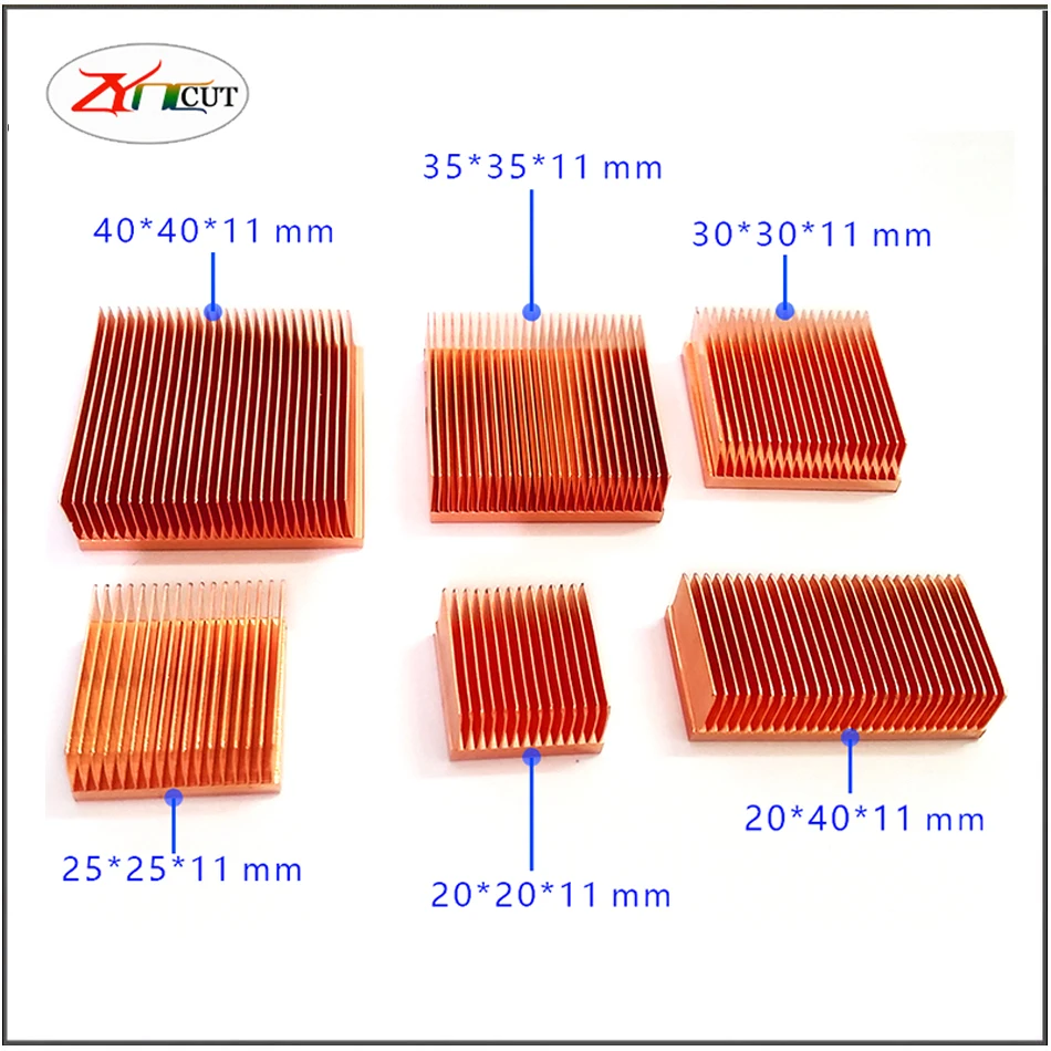 DIY radiator Red copper heat sink chip semiconductor pure copper cooling fin Tec laser LED heat sink memory hard disk heat sink