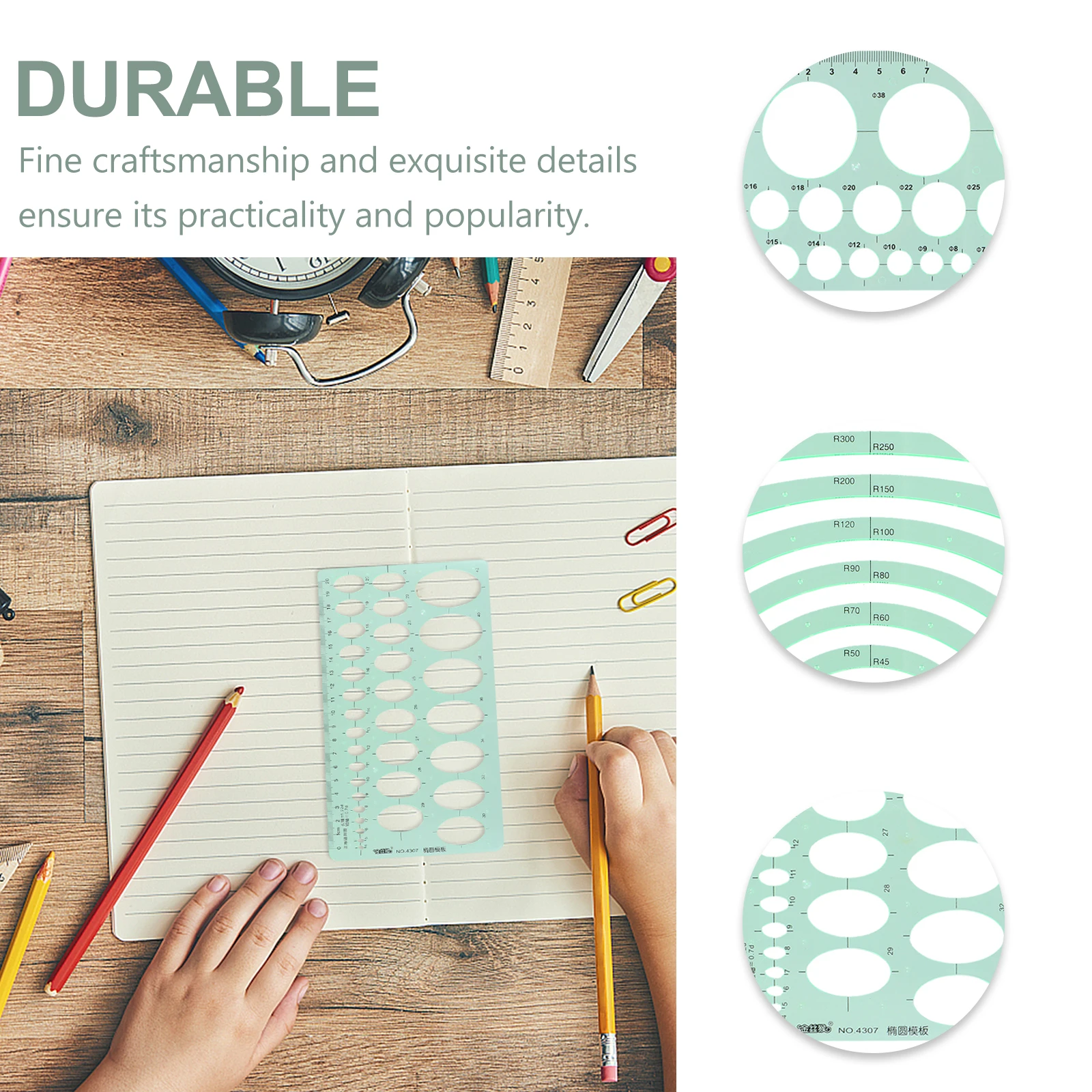 

4pcs Geometry Drawing Template Ruler Stencil Measuring Tool For Kids Adults Students Architects Lightweight Plastic