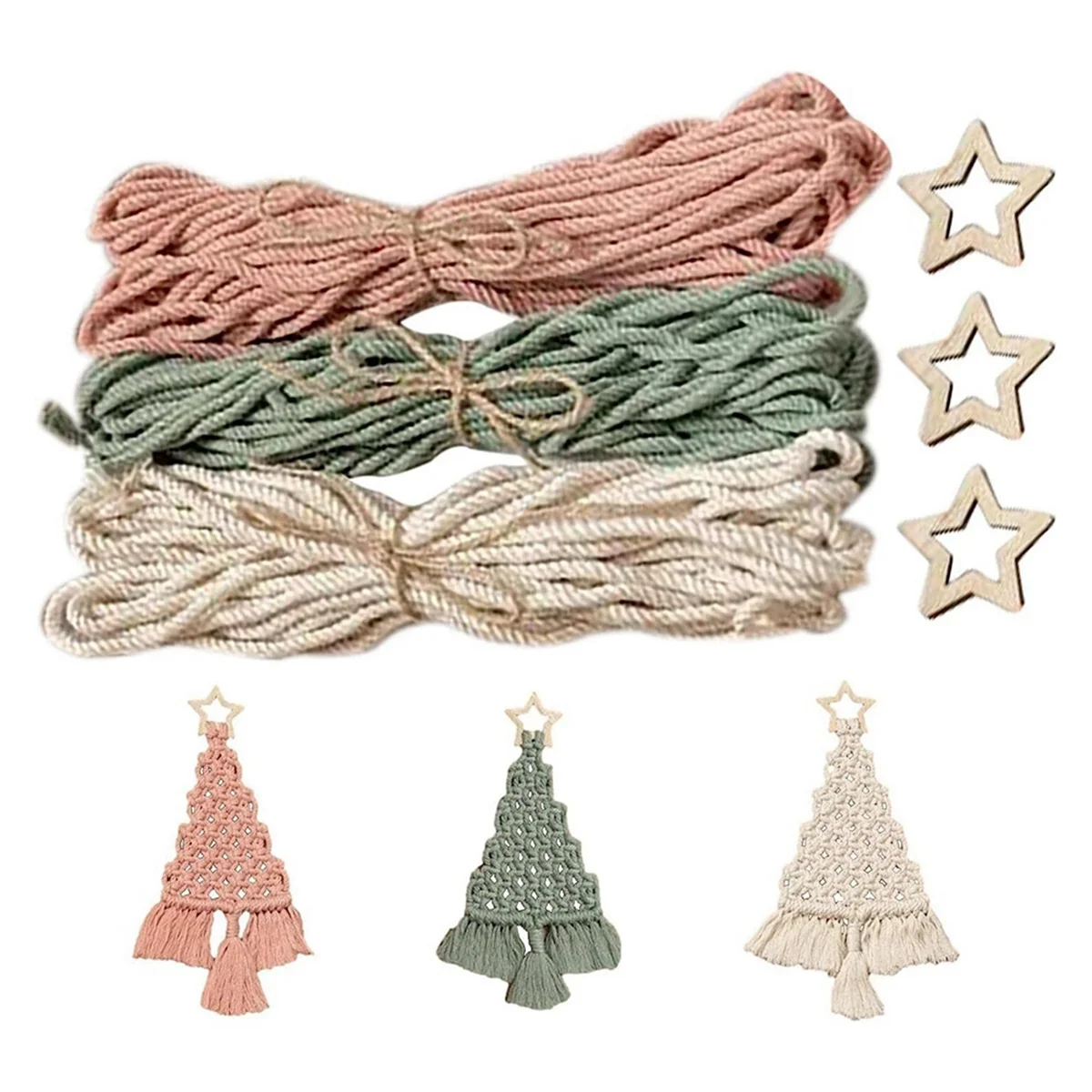 Macrame Woven Christmas Tree DIY Kit Christmas Craft Gift Kit Very Suitable for Family Friends Perfect Holiday Gifts