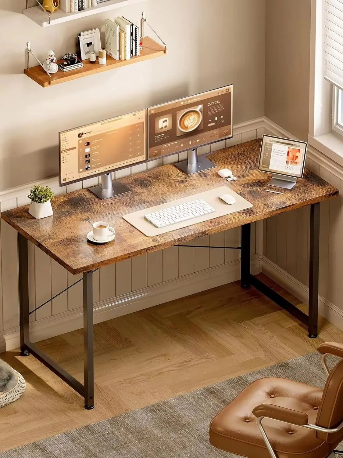Coleshome Kleiner Schreibtisch, 120 x 48 cm, Computertisch, Schreibtisch und Arbeitsplatz, Arbeitstisch, Bürotisch für Arbeitszimmer, Büro, Schlafzimmer