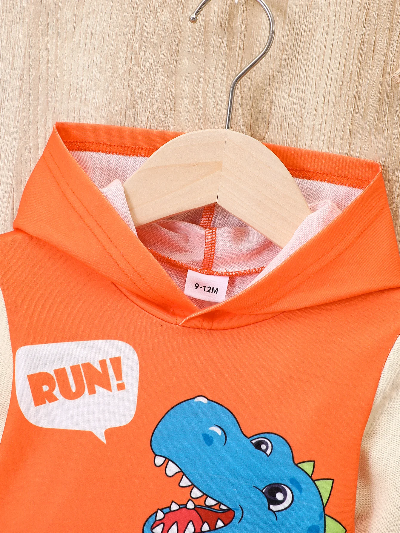 Winter Boys And Girls Hooded Dinosaur Long Sleeve Letter Sweater Fashion Warm Loose And Trendy