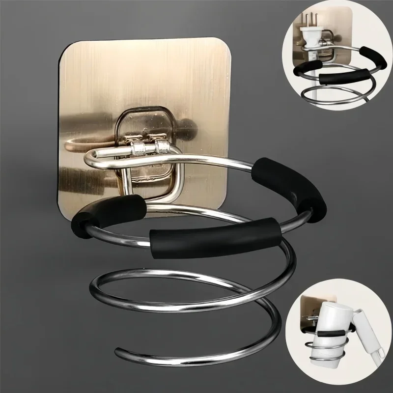 1 pz Porta asciugacapelli da bagno in acciaio inossidabile senza punzonatura Portaoggetti impermeabile Portaoggetti da bagno multifunzionale