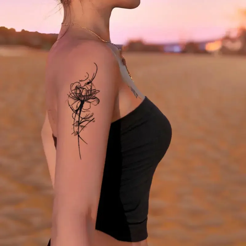 

Временная татуировка с розой, водостойкая тату-наклейка в стиле панк для женских рук, художественная долговечная наклейка для маскировки шрамов, имитация татуировки.