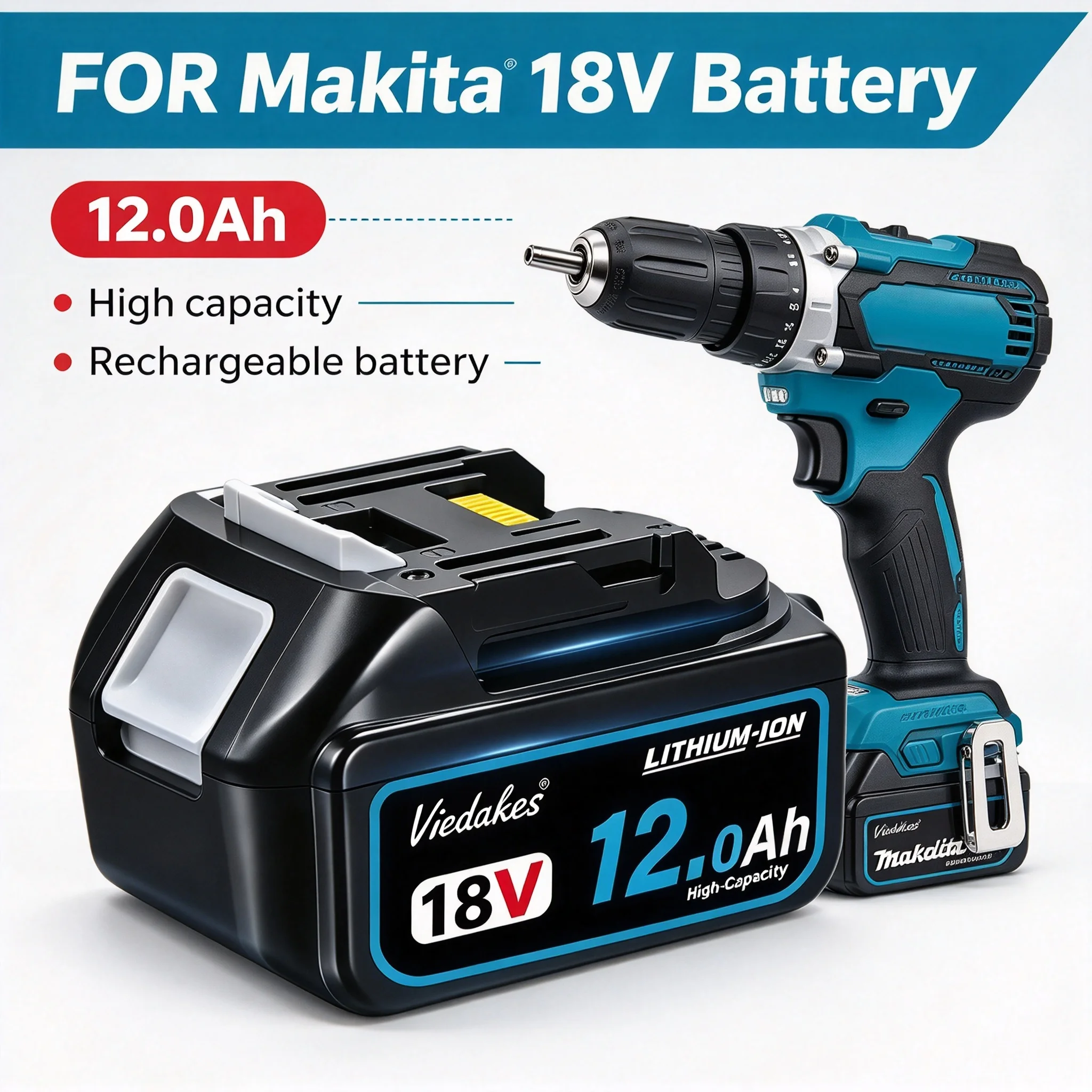 18V 10000mAh 12000mAh Lithium Battery Rechargeable Battery With Charger Electric Wrench Power Tool For Makita 18V Battery Tool