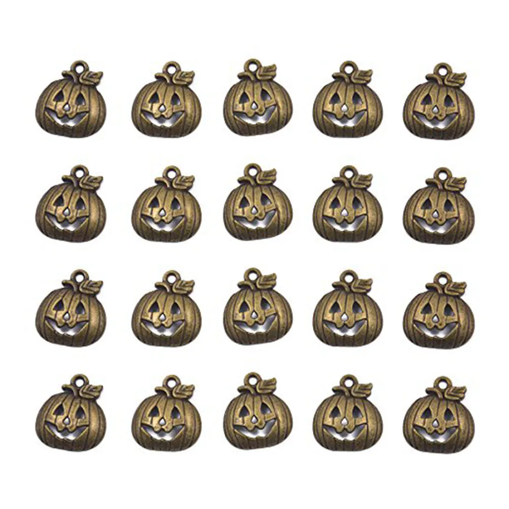 

20 Pcs Halloween Decoration Vintage Jewelry Pumpkin Charms for Making Pendant Necklace