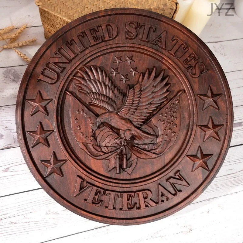 vintage 3D Engraved US Army American Flag Eagle Plaque Home Wall Decor