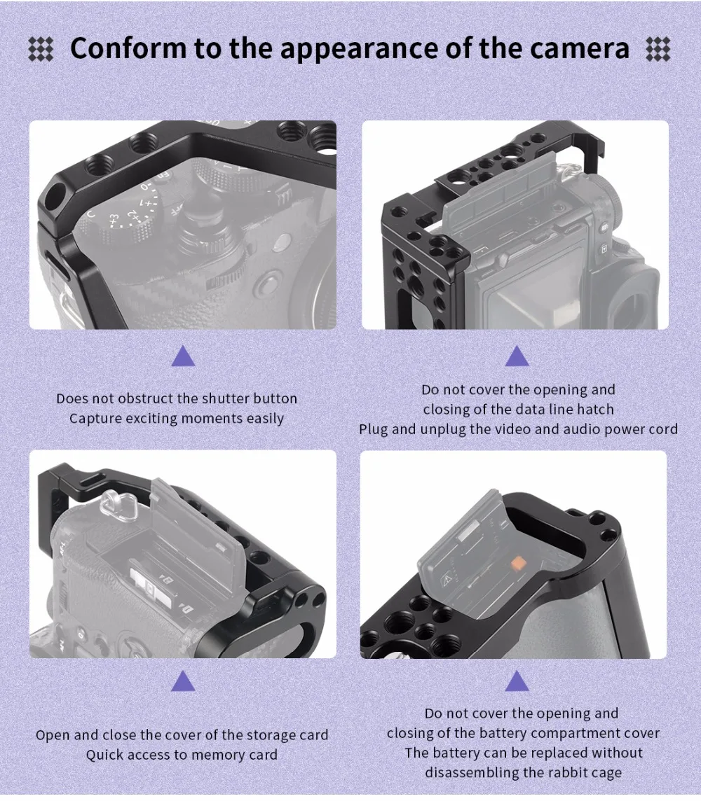 Aluminium SLR Kamera Käfig für Fujifilm X-T3 /XT3/XT2 /X-T2 DSLR Rig Schutzhülle Abdeckung mit Top griff Grip Kalten Schuh Montieren – Detail 4
