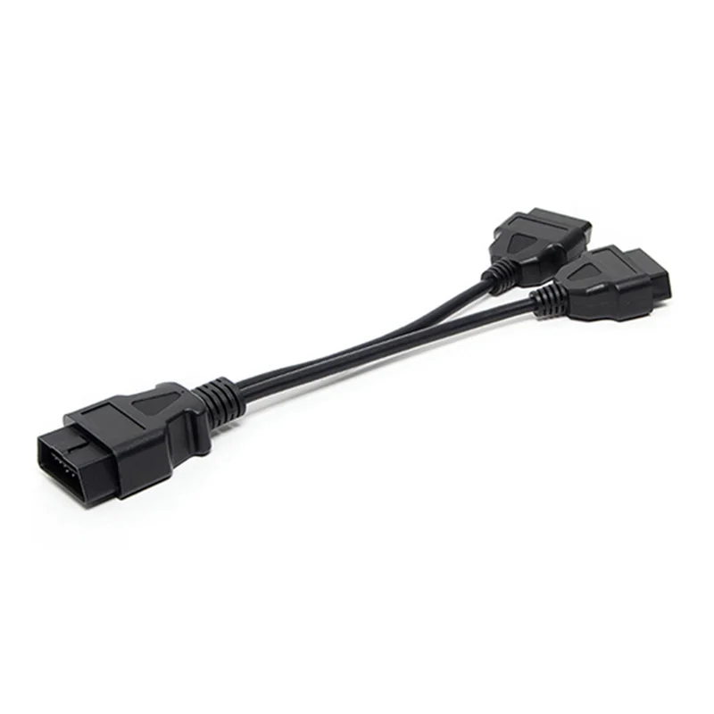 Obd2 16 دبوس تمديد كابلات 30 سنتيمتر ذكر إلى ثنائي أنثى Y الفاصل obd 16pin كابل 1-2 obd موصل محول