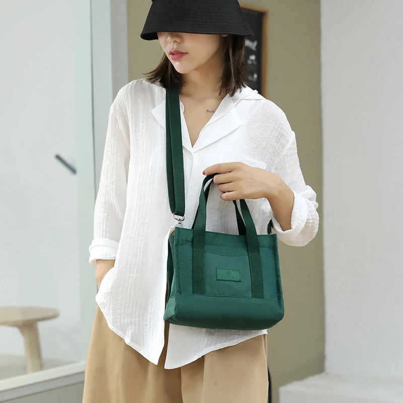 Simple Fashion Shoulder Bags For Women 2022 New Handbags Waterproof Nylon Canvas Tote Bag With Pockets Crossbody Lunch Bag Bolso