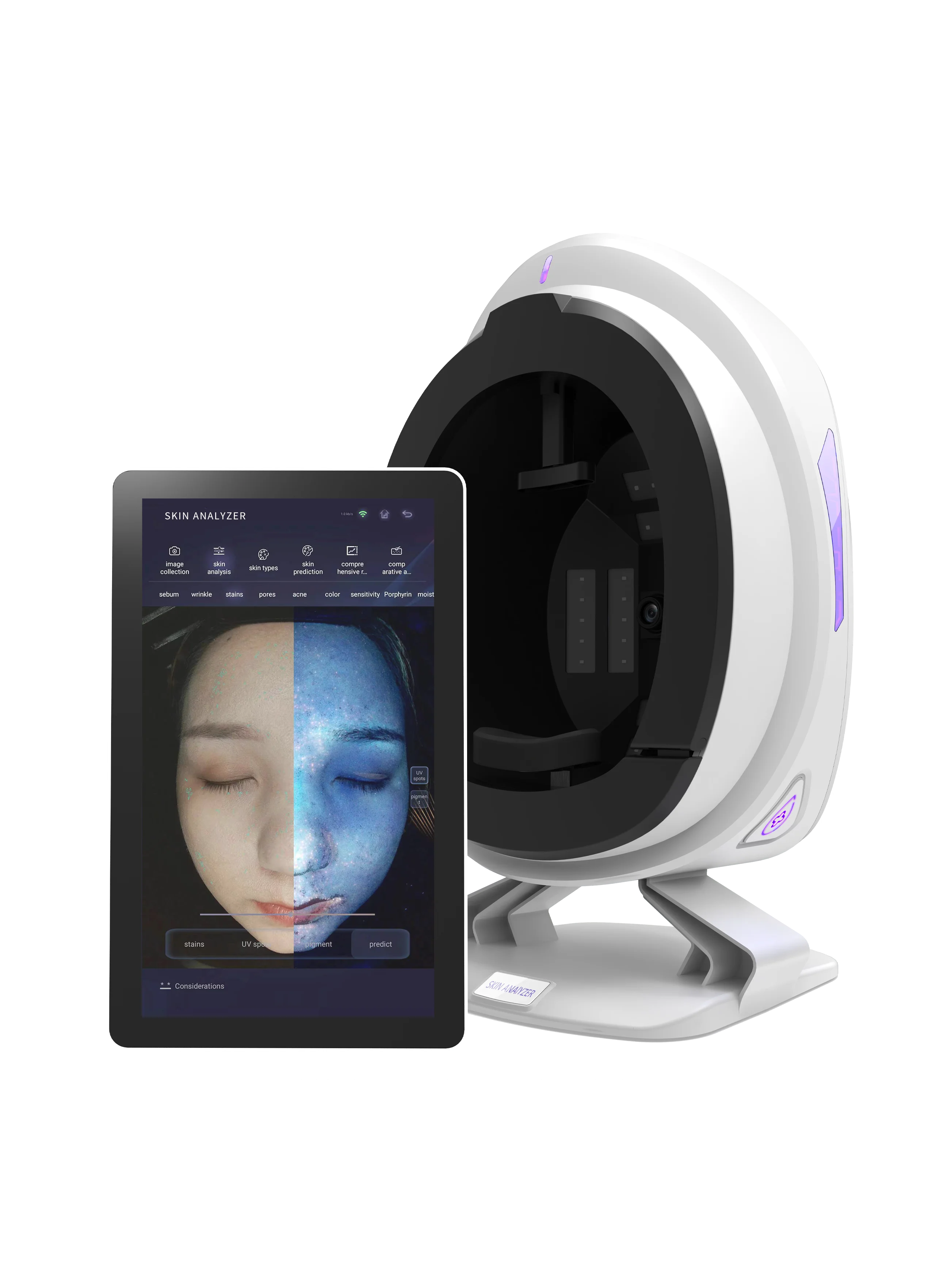 3D AI Smart Skin Face Scanner Portable Facial Care Skin Test Device Skin Analyzer Intelligent Machine with Ipad