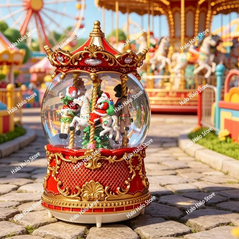 Dynamic carousel crystal ball music box, Christmas birthday gift, tabletop decoration ornament