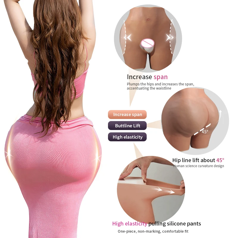 

ONEFENG Silicone Butt Hip Enhancement Women Open Crotch Pants Artificial Hip Shaper Padded Cosplay African Woman Plus Size Wear