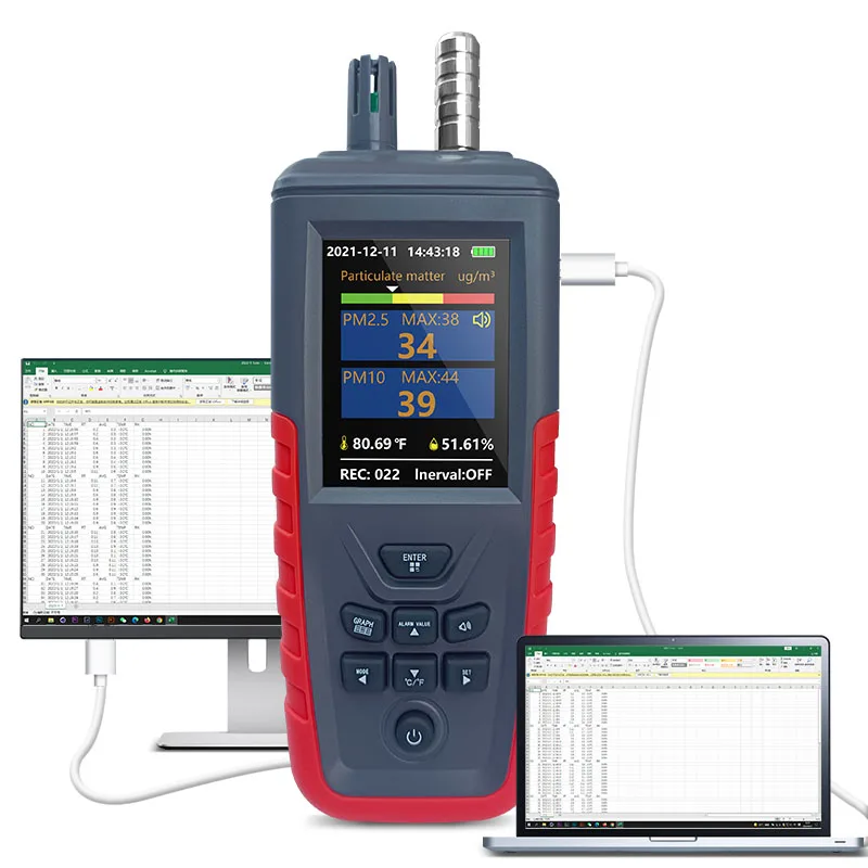 

Портативный измеритель качества воздуха PM2.5 с функцией регистрации данных, 6 датчиков, для использования на улице
