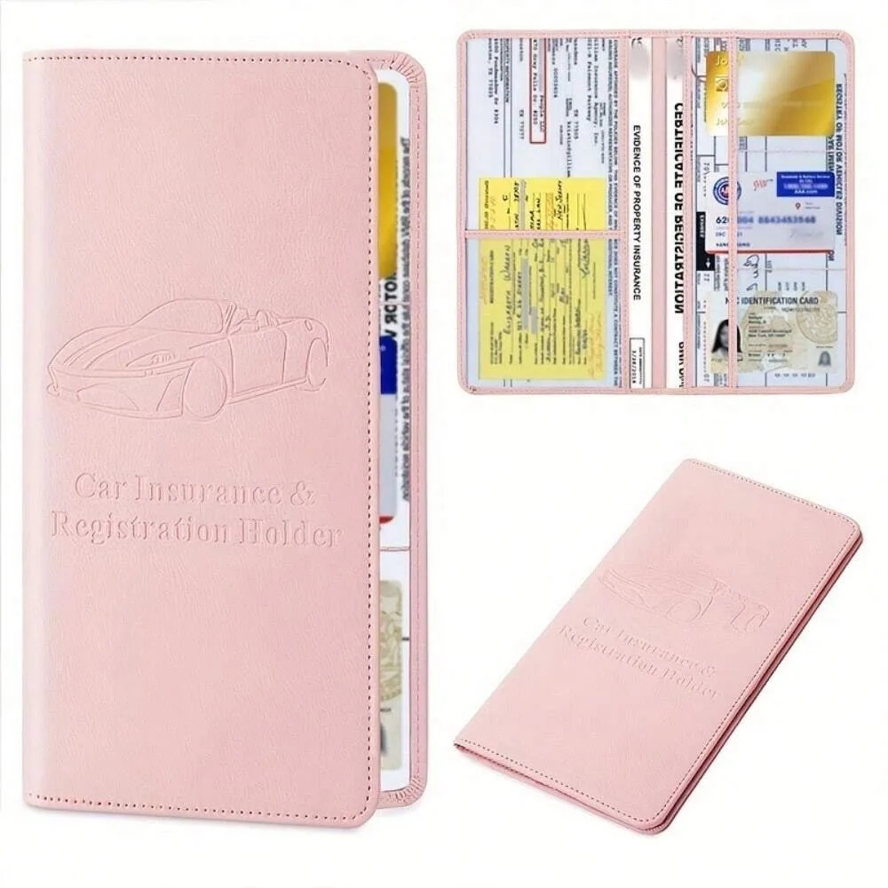 PU Leather Car Registration And Insurance Holder, Vehicle Registration And Insurance Card Holder For Car, Auto Document Holder