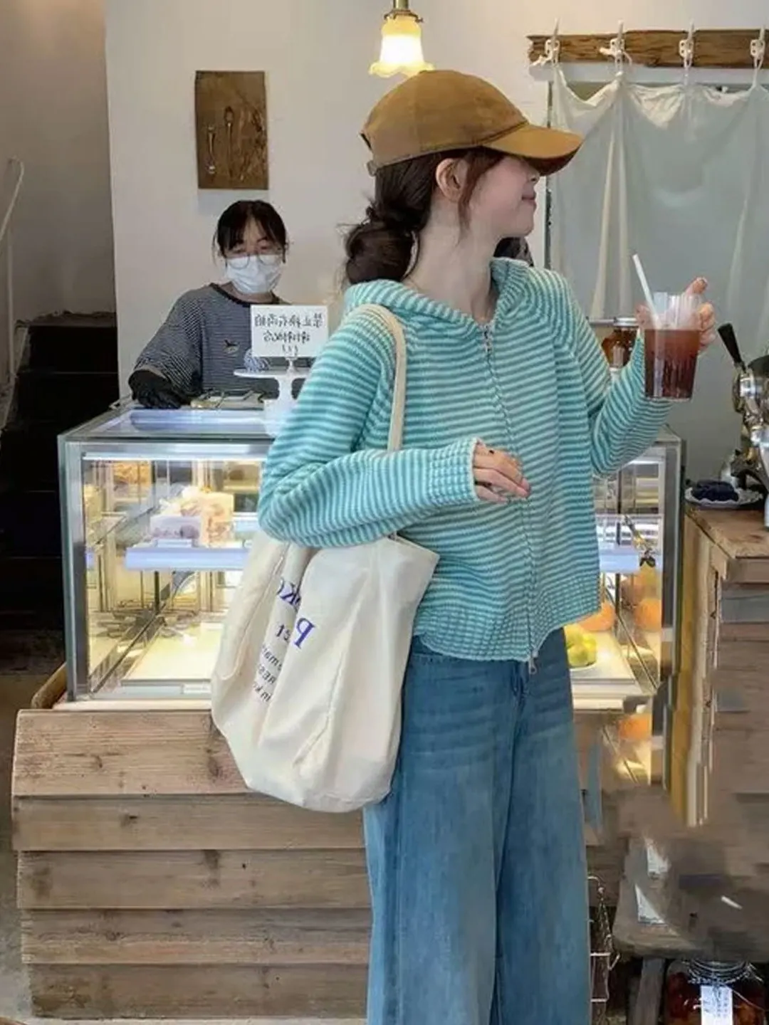 الكورية Sle كسول شريط قلنسوة بسحاب المرأة سترة مشغولة من الصوف الخريف الشتاء الراقية مشاعر ملابس خارجية سترة مريحة