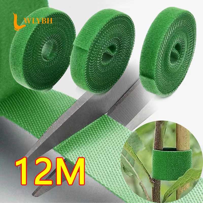 12M Garden Plant Support Tie 10MM Self Adhesive Tape Clip Nylon Plants Holder Straps Reusable Yard Bamboo Cane Care Fixing Tools