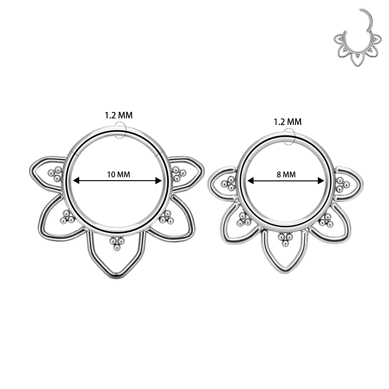 Anneau de cerceau de septum antarctique en titane avec segment de boule, boucles d'oreilles pour femmes, piercing au lobe d'hélice d'oreille, labExamen ClUNICEF, G23, ASTM, F136