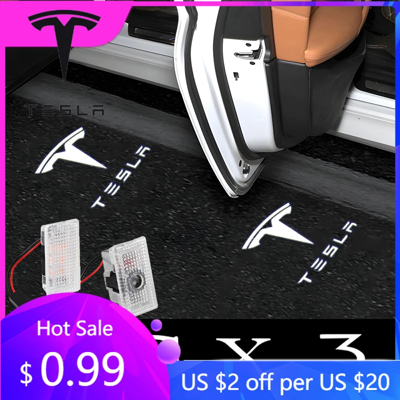 

Автомобильная наклейка на дверь автомобиля, светодиодный проектор с логотипом, свет калюжа, лазерный проектор, автоаксессуары для Tesla Model Y Model 3 Mo