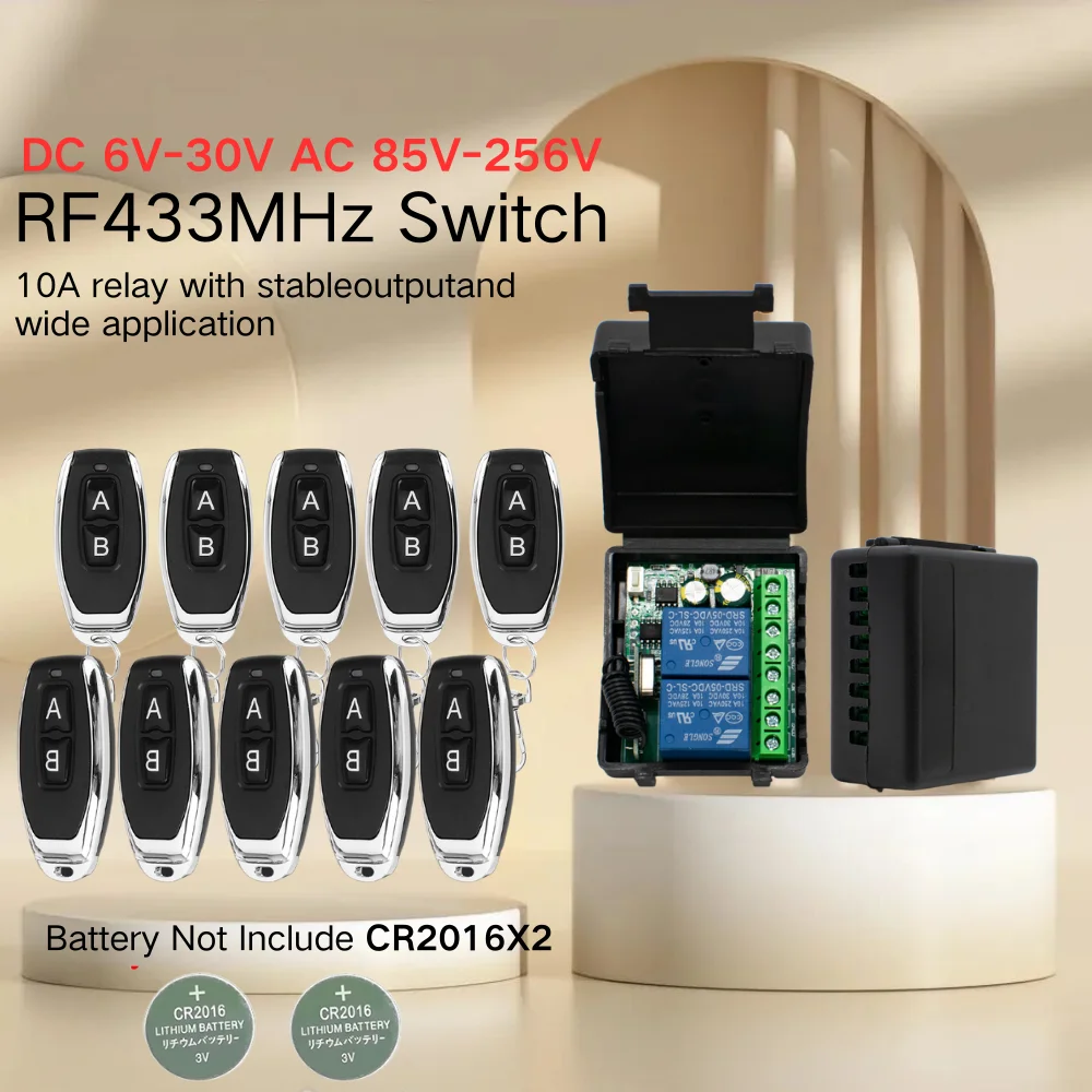 Garage Door,Lighting,Curtains Wireless Remote Control Switch 2 Channel Relay DIY Mini Module Includes 2-button remote control
