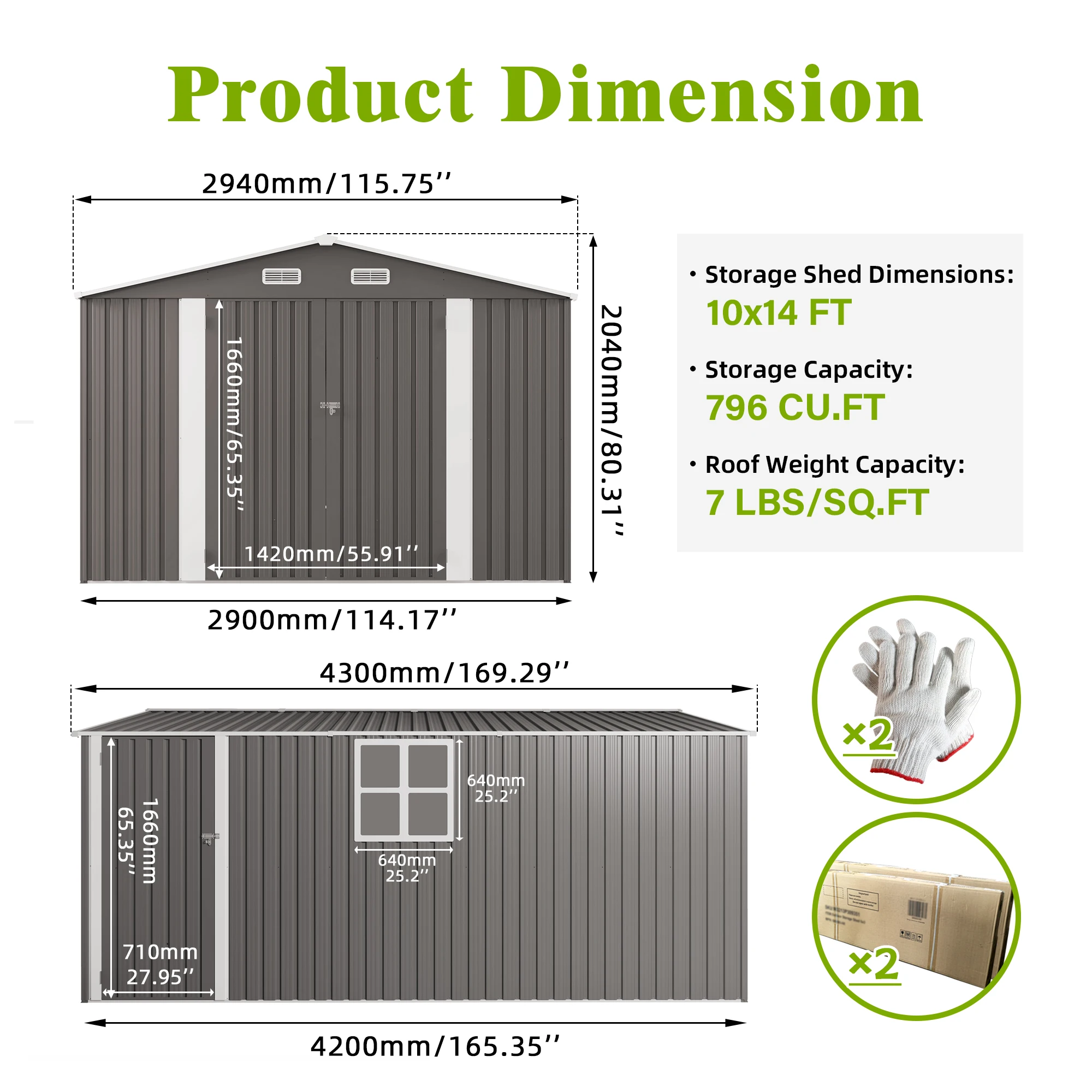 10x14FT Small Metal Garden Storage Shed with Waterproof & Rodent Proof Features  & in Stock