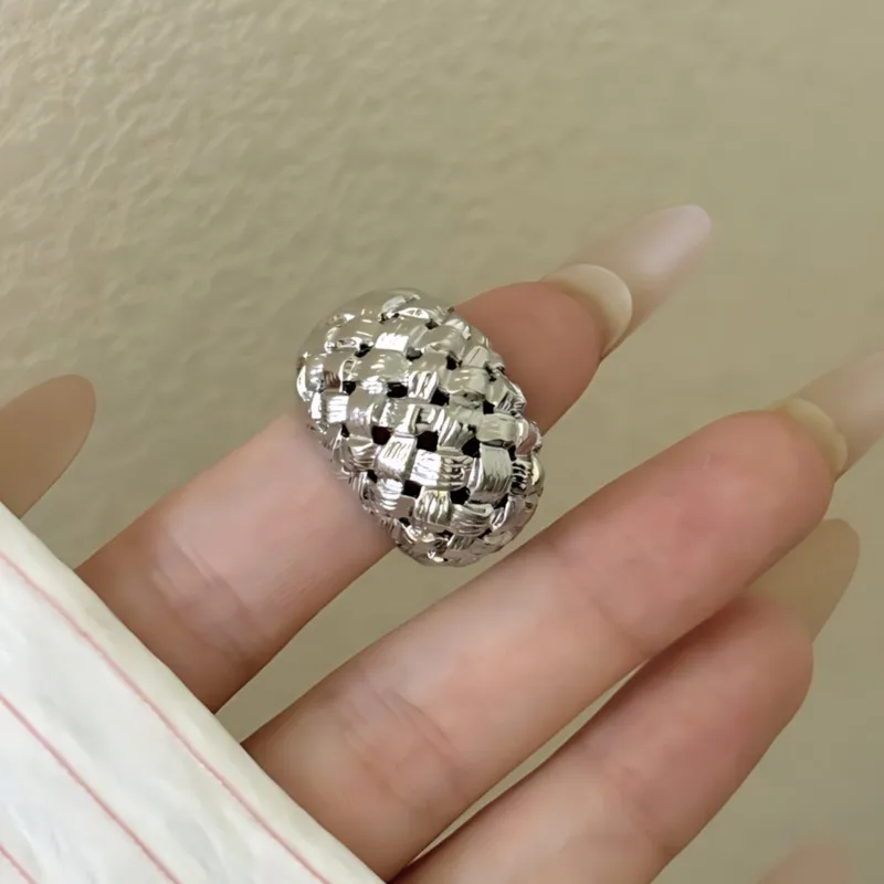 

VENTFILLE стерлингового серебра 925 пробы вязаные геометрические кольца для женщин преувеличение панк хип-хоп творчество открытые ювелирные изделия подарки дропшиппинг