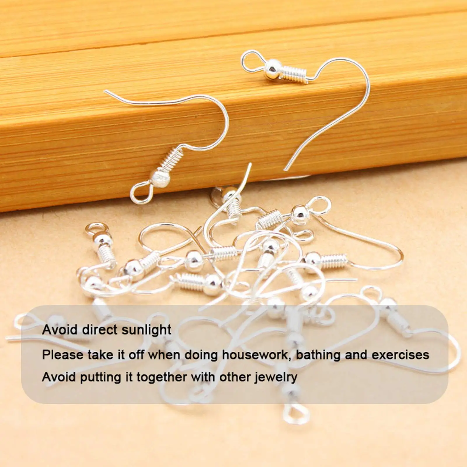 400pcs Hypoallergenic Earring Making Kit,925 Silver Ear Wires Fish Hooks,ump Rings,Clear Silicone Backs Stoppers - view 6