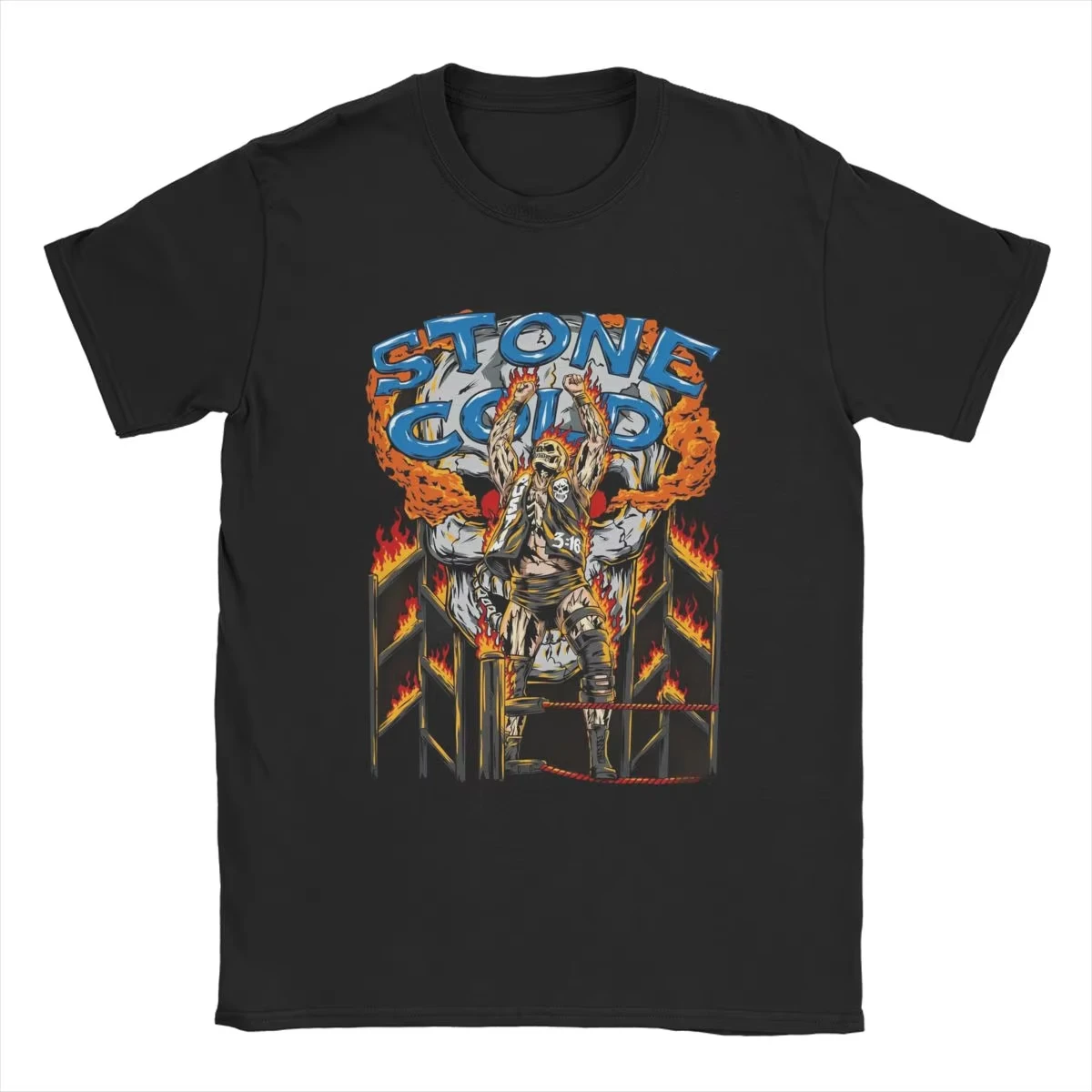 

Men's Women Stones Skull Cold Steve Austin T Shirts Wrestling Cotton Merch Funny Short Sleeve Crewneck Tees Gift Idea T-Shirt