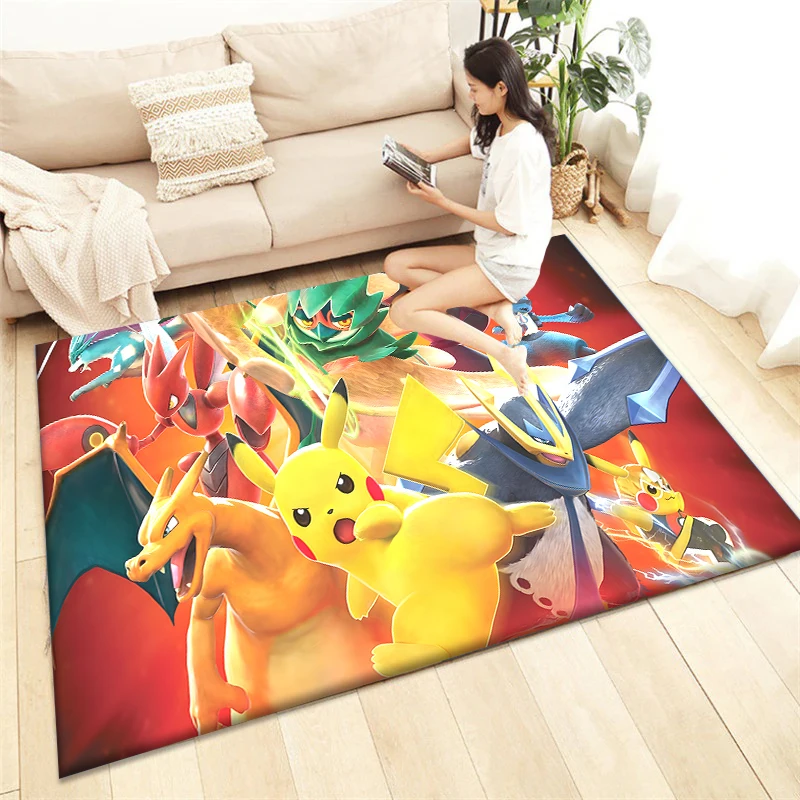 Pokémon Pikachu Carpet Living Room Home Decor Sofa Table Rug Anti Slip Chair Cushion Lounge Mat Picnic Camping Children