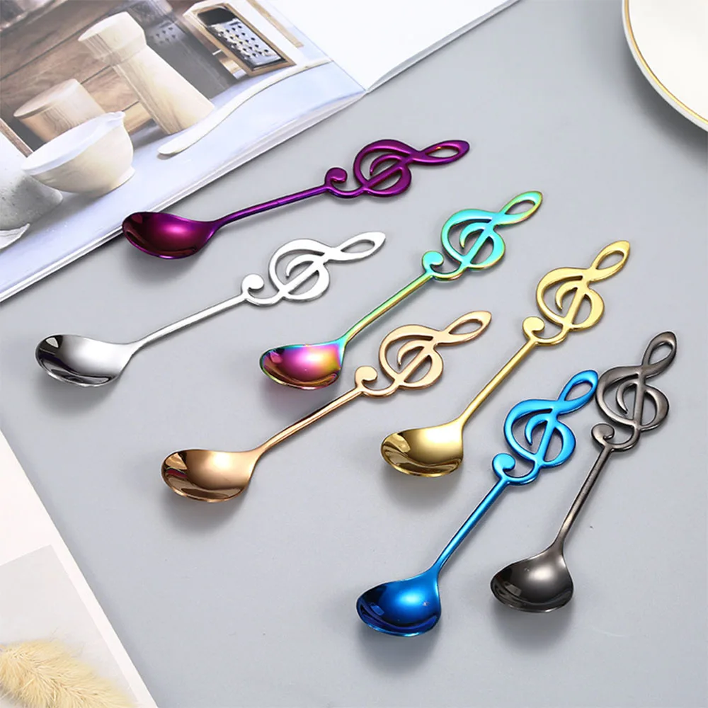 1PC 304 Stainless Steel Musical Notes Coffee Spoon Gifts Stirring Cup Spoon Ice Cream Teaspoon Dessert Spoon Kitchen Accessories
