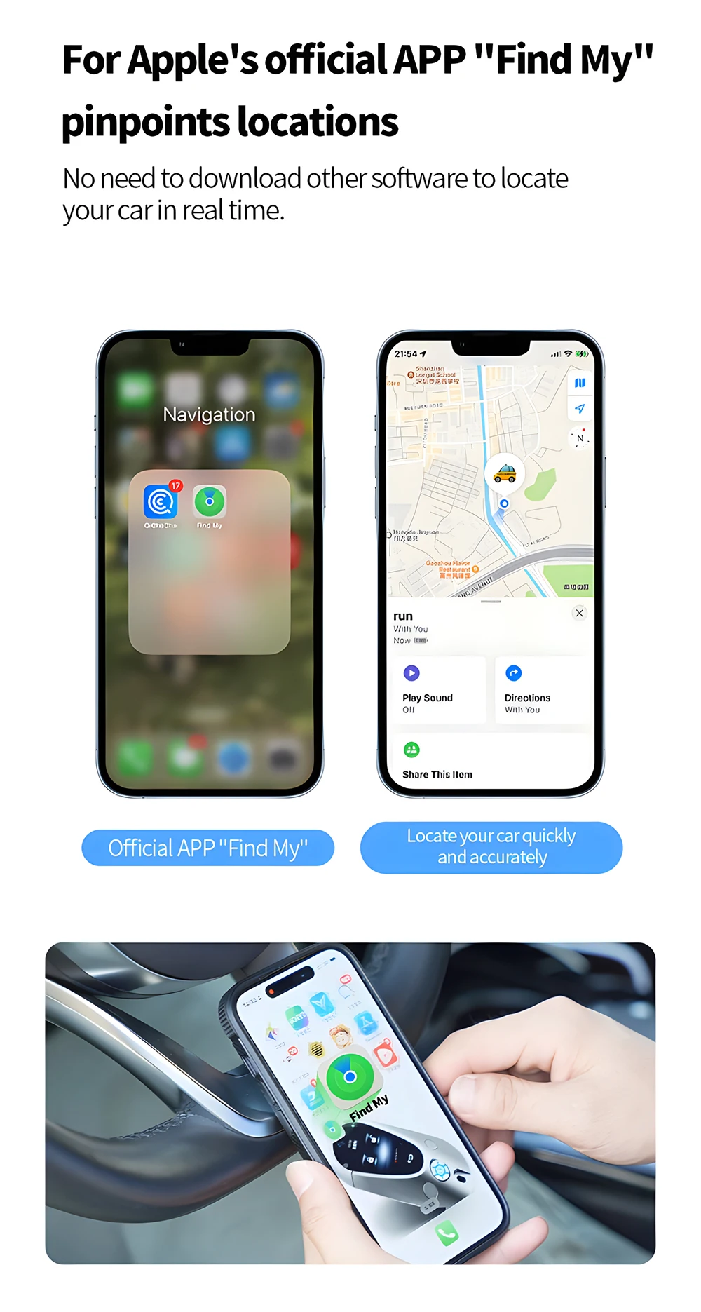 AKAMATE Autoladegerät USB Typ C QC3.0 mit iPhone GPS Locator Tracker für Apple Offizielles Find My App 20W Schnellladegerät 2 in 1 – Detail 8
