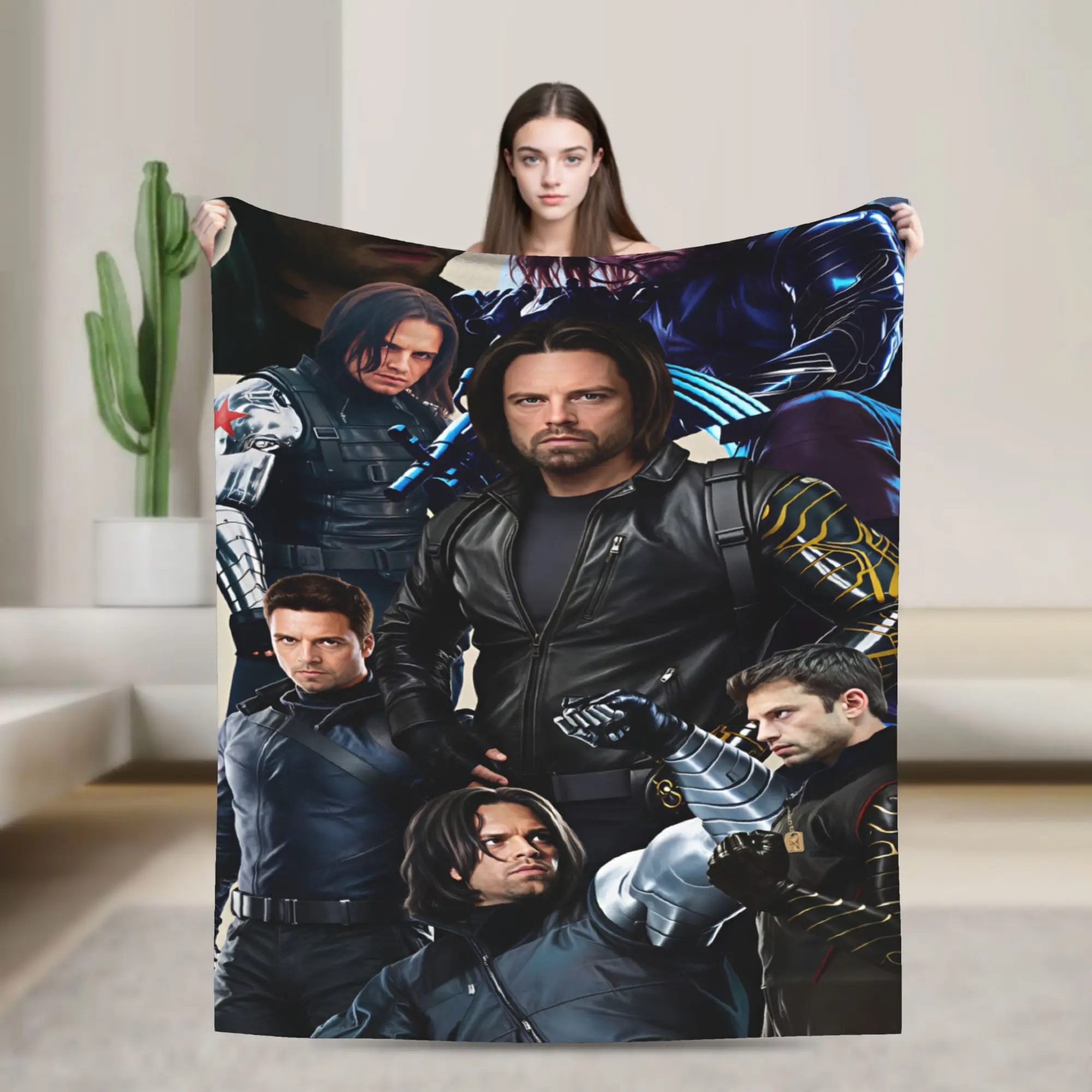 Bucky Barnes Winter Soldier Blankets Quality Throw Blanket Winter Airplane Travel Couch Chair Sofa Bed Street Trend Bedspread