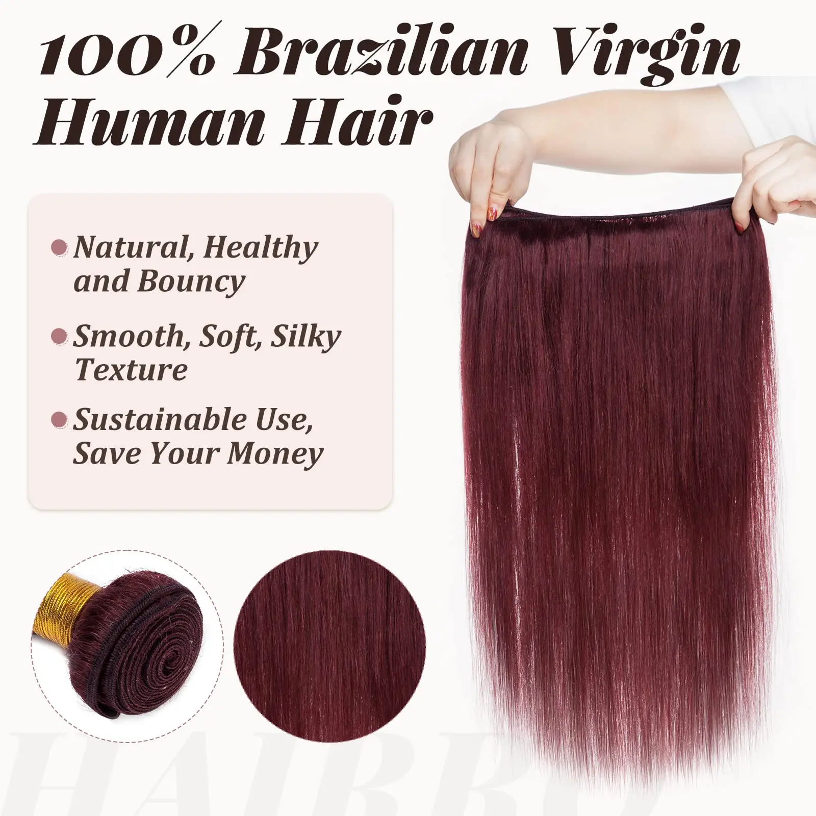 Wine Red #99J Remy Human Hair Weave 16-28 inch Long Silky Straight  Unprocessed Virgin Brazilian Hair Weft Extensions for Women