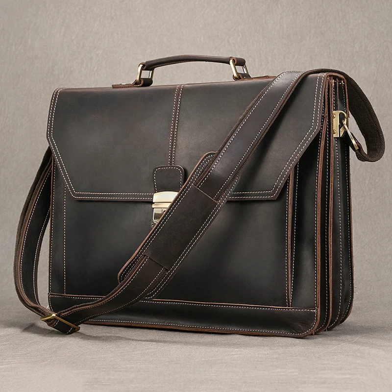 Formal Business Bag Genuine Leather Briefcase Bag For 15 Inch Notebook PC Computer Bag Cowhide Messenger Bags For Male