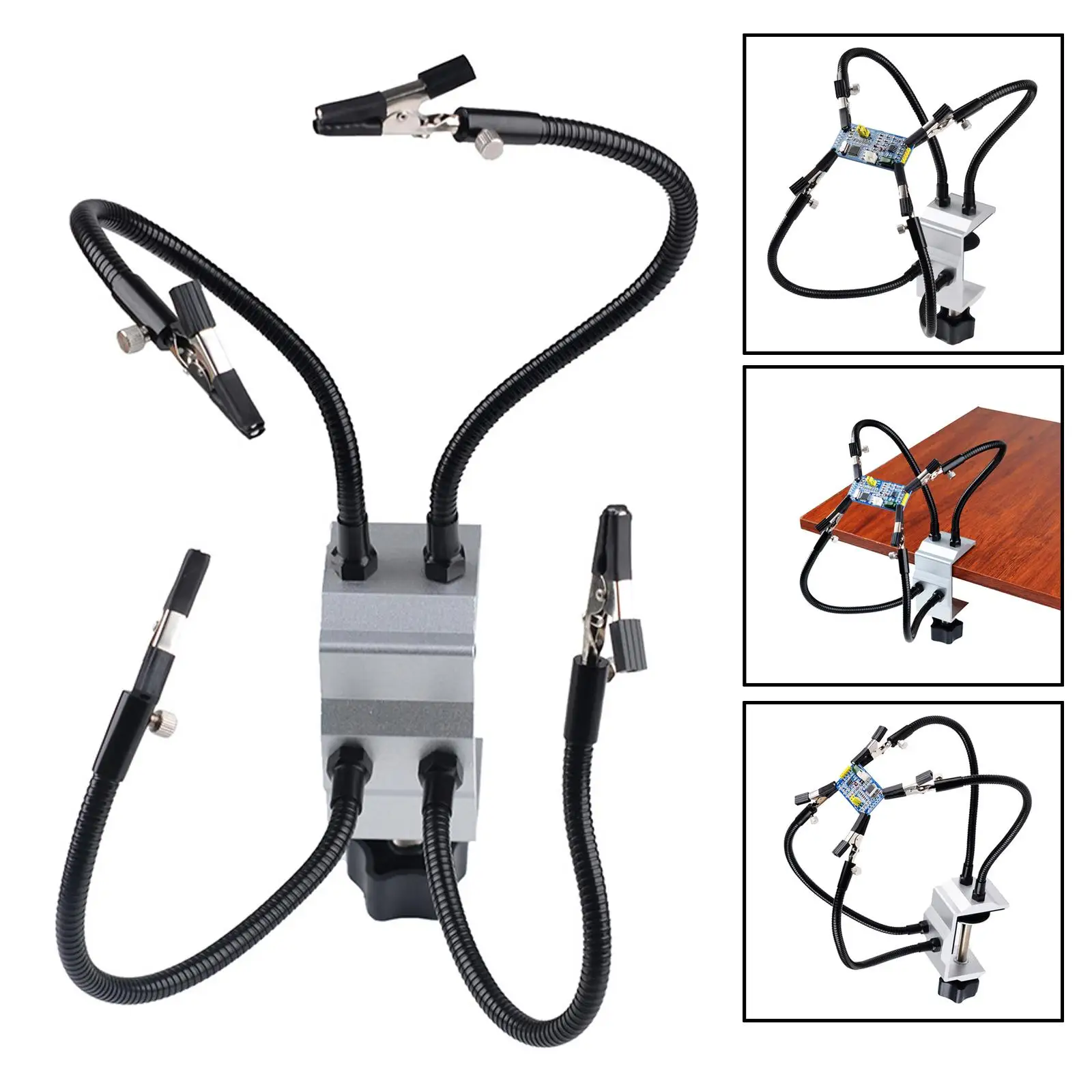 Soldering Third Hand 4 Flexible Universal Arms Tabletop Clamp Base Helping Hands for Repair Arts Craft Soldering Station Holder