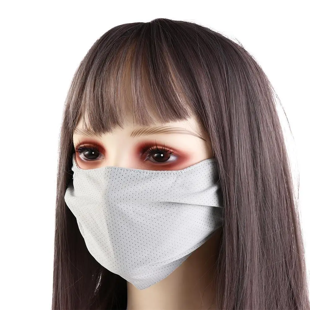 Fietsen Sport Zonwering Outdoor Voor Meisje Wandelen Effen Kleur Zomer Gezichtsbedekking Zonnebrandmasker Gezicht Sjaal Ijs Zijde Masker