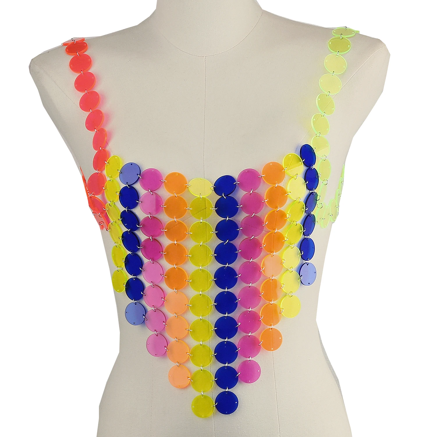 Sexy Acrylic Plastic Sequin Chest Bra Chain Nightclub Party Show Festival Outfit Dance Costume Stage Wear Body Jewelry New