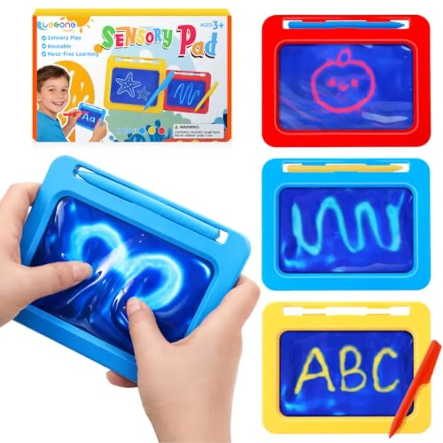 

Sensory Toys Drawing Board for:3 Pack Reusable Mess-Free Gel Board with Stylus and Scraper - Sensory Toys for Autism ADHD Calmi