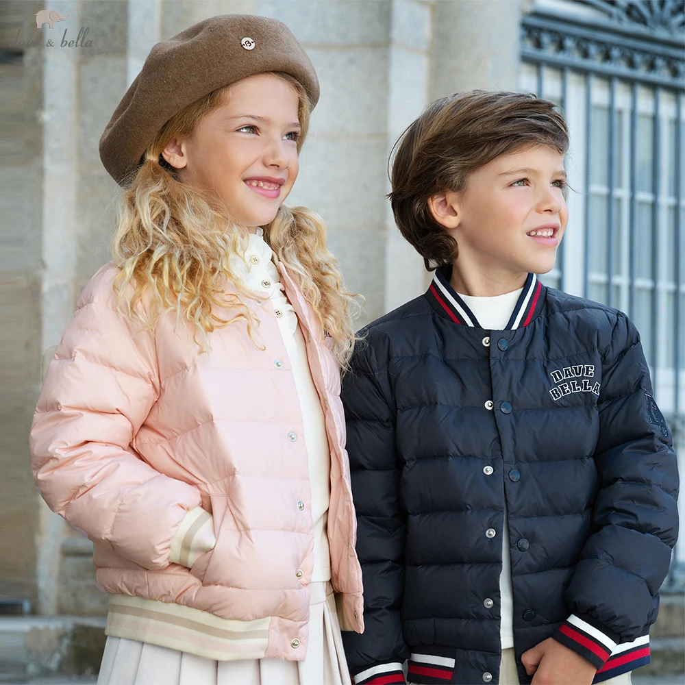 Dave Bella Boys Girls White Down Parka Jacket Children Winter Warm Baseball Down Coats Waterproof Outwear Clothes DK4253647