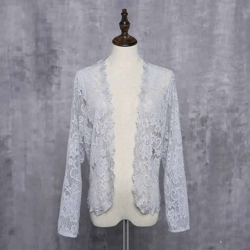 Veste de mariage en dentelle, châle sur mesure, manteau à manches longues