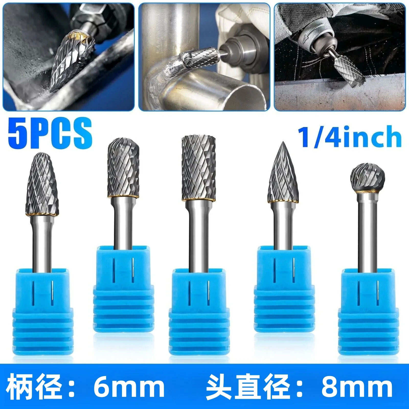 

Carbide Rotary File 6x8mm Tungsten Steel Grinding Head Metal Weld Mark Polishing Electric Grinder Air Grinding Electric File