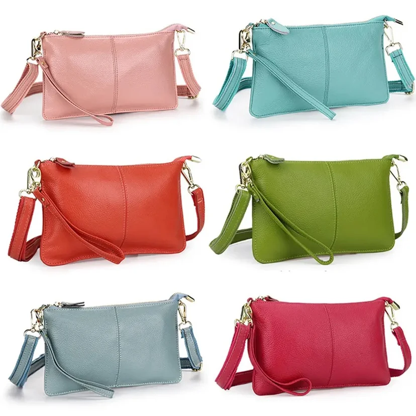 Fashion Genuine Leather Day Clutches for Women Candy Color Shoulder Crossbody Bags Luxury Classic Small Clutch Purses 2024