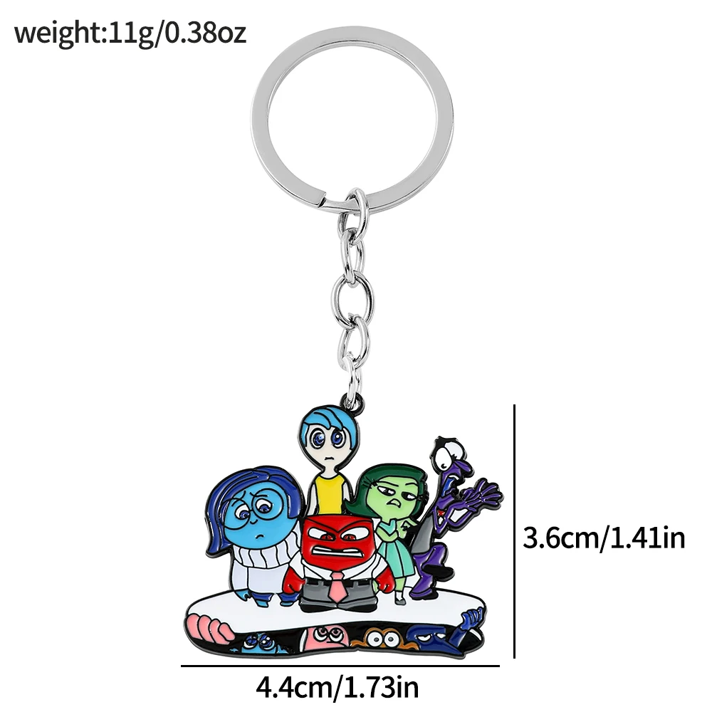 Disney Movie Inside Out 2 Metal Keychain Kawaii Anxiety Ennui Envy Cute Girls Creative for Bag Pendant Car Keyrings Gifts