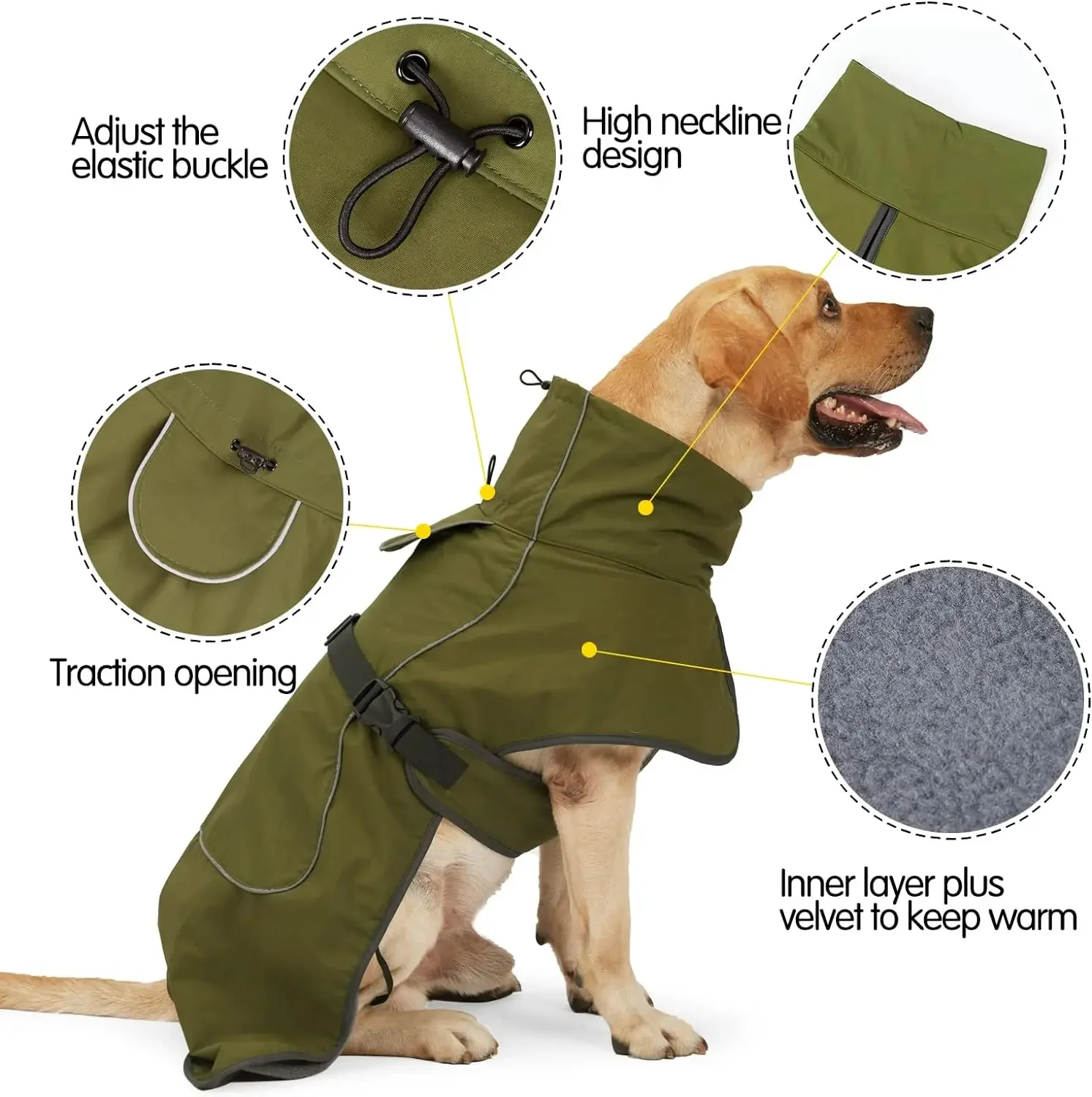 Winter Clothes for Dogs Windproof Vest Adjustable Clothes with Harness Cold Weather Waterproof Outfit for Small Medium Large Dog - view 3