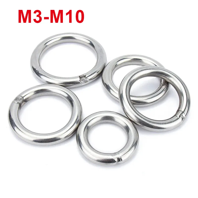 

M3-M10 304 Stainless Steel Solid O Ring Welded Round Rings Rustproof Iron Ring For Rigging Marine Boat Hammock Yoga Hanging