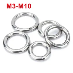 M3-M10 304 in acciaio inox solido O anello saldato anelli rotondi anello di ferro antiruggine per sartiame Marine barca amaca Yoga appeso