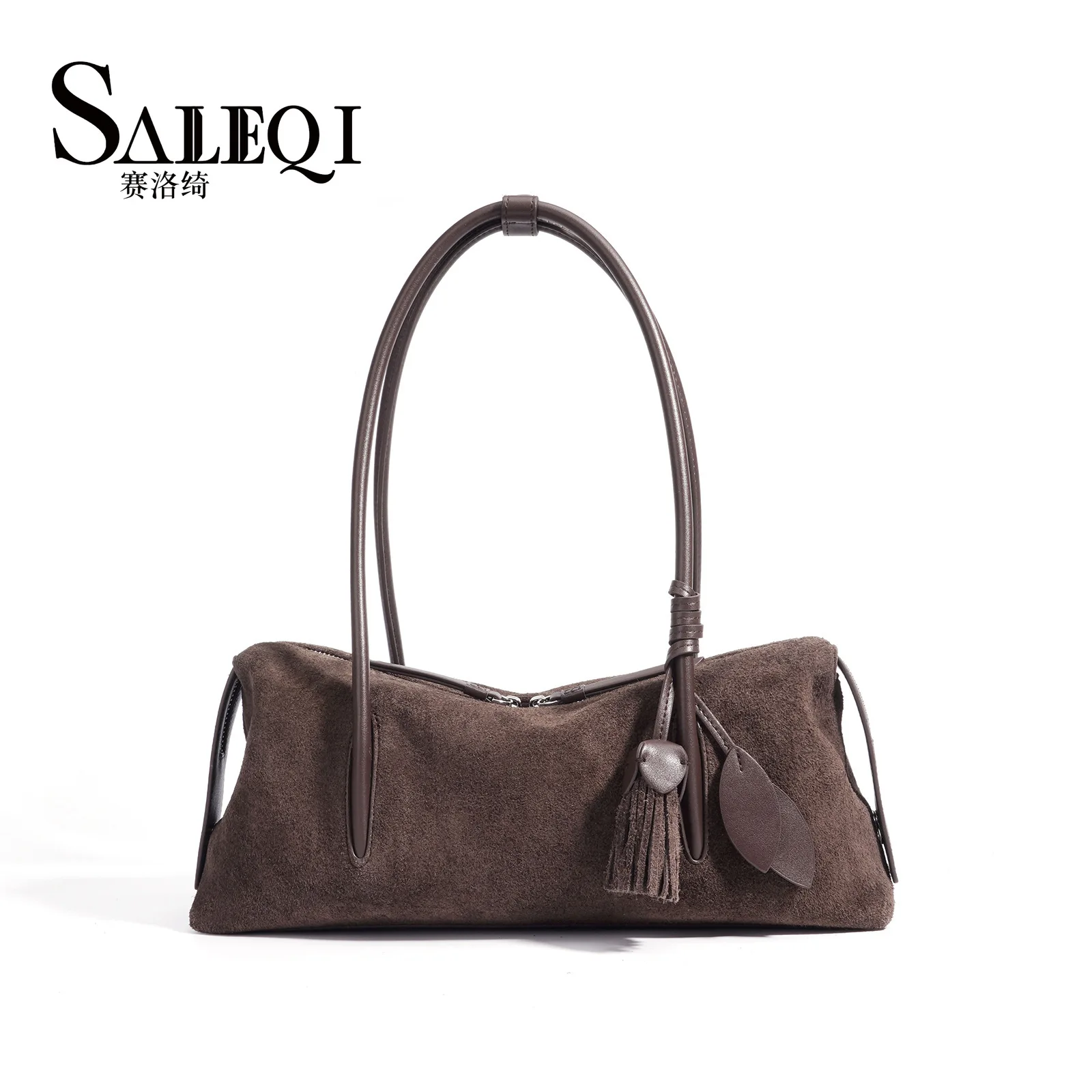 

Autumn Winter Genuinw Grade in New Hanbag Luxury Designer Bowling Tote Suede Cow Leather Women's Armpit Shoulder Crossbody Bag