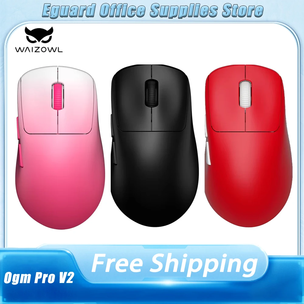 Waizowl Ogm Pro V2 Mouse Three Mode Wireless Paw3950 30000dpi Lightweight Customized Gaming Mouse For Desktop Computer Mice Gift