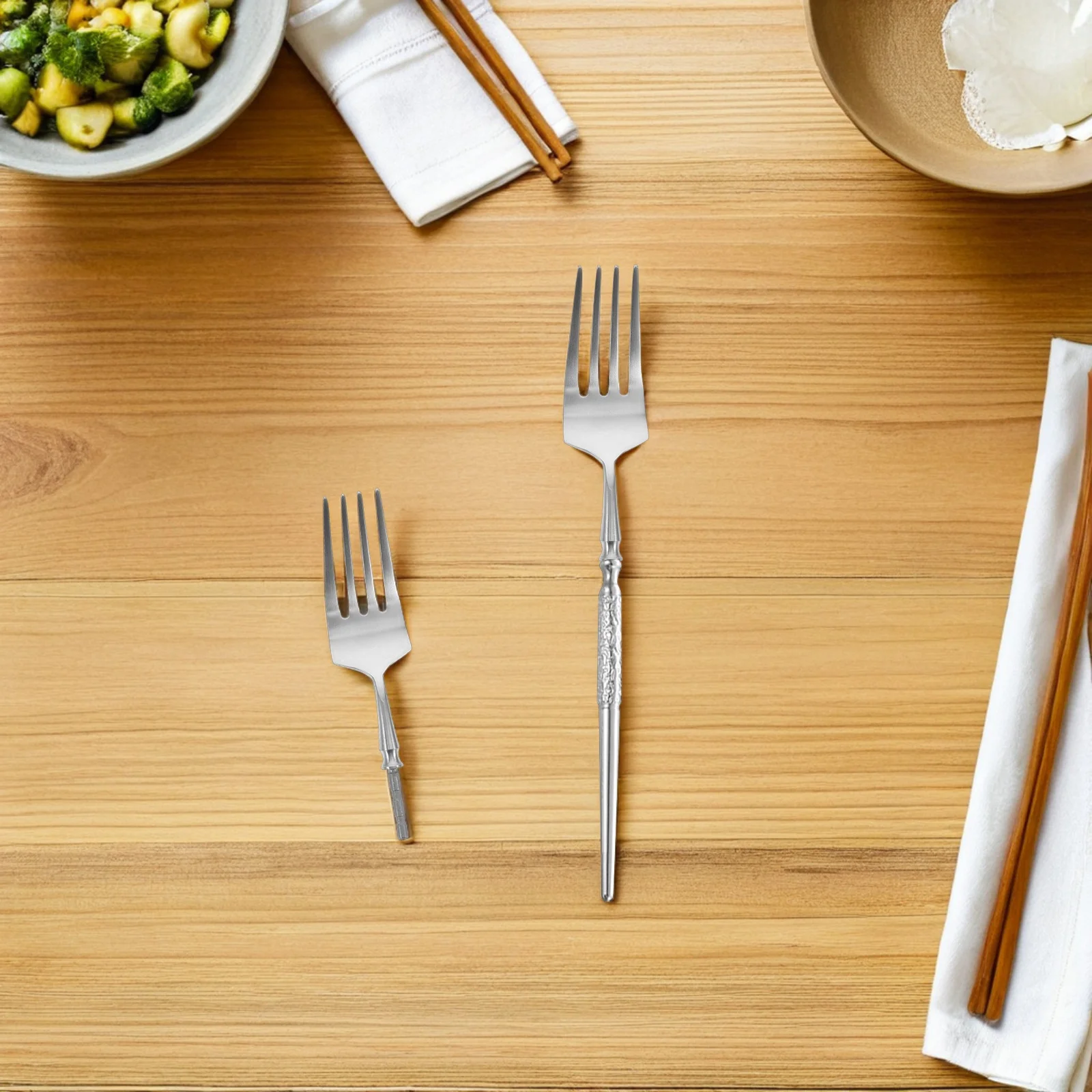 

2Pcs Detachable Fork Head Stainless Steel Cutlery Replacement Insert for Dinner Salad Tableware DIY Dishwasher Safe Western Fork