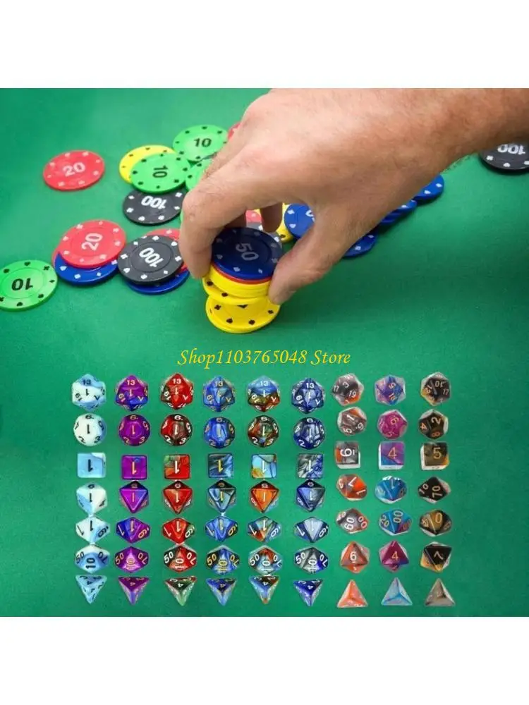 

R53E 7Pcs/pack Acrylic D4 D6 D8 D10 D12 D20 Game Props Educational Toy Digital Dices