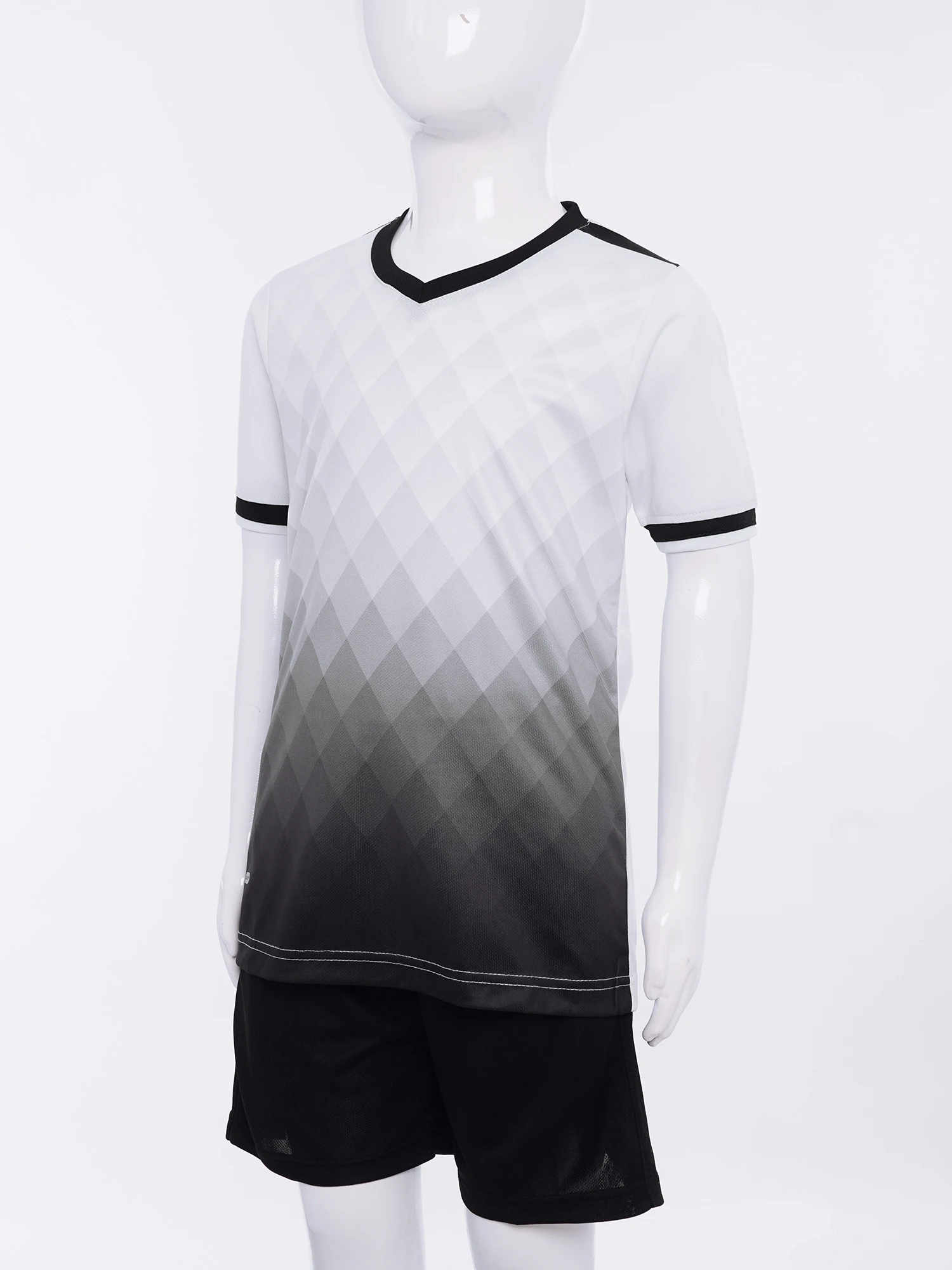 2 Pcs Kids Boys Football Jersey Tracksuit Training Uniform Short Sleeve Stylish T-shirt with Drawstring Shorts Sportswear Outfit